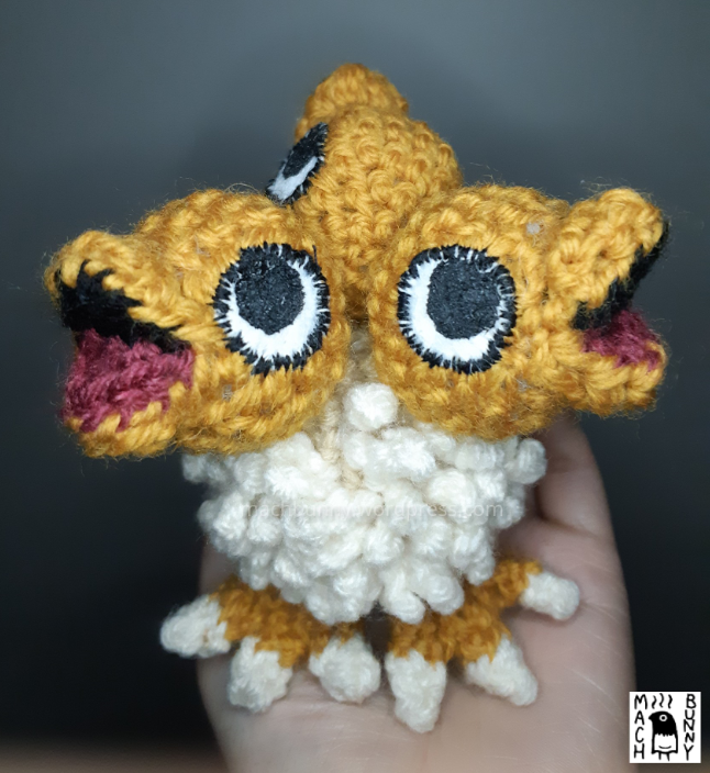 Chiks the Beta Pokemon amigurumi, front view.