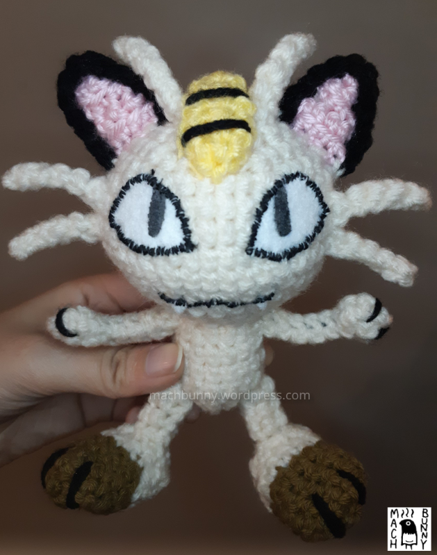 Amigurumi Meowth, alternate front view