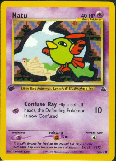 Natu from the neo discovery pokemon card series