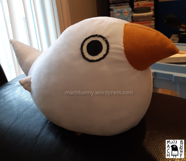 Marshmallow finch plush, front view
