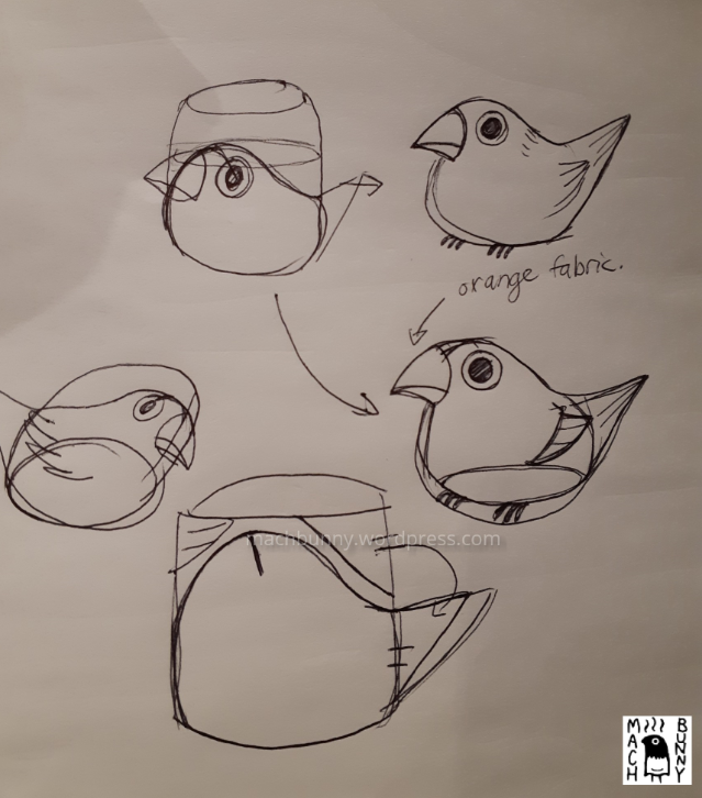 Marshmallow finch plush, concept art