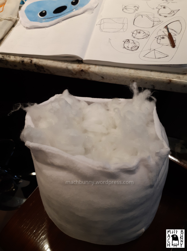 Original plush, with face removed and stuffing showing