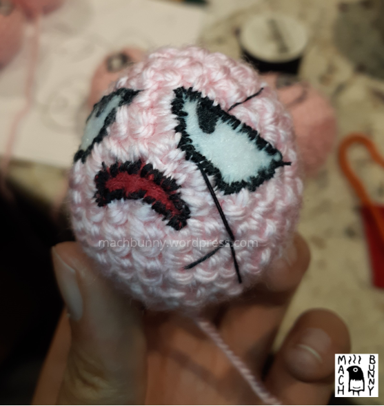 Amigurumi Exeggcute, front view of derp posse egg