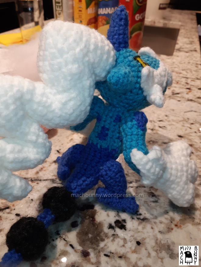 Amigurumi Thundurus Therian Forme, back view
