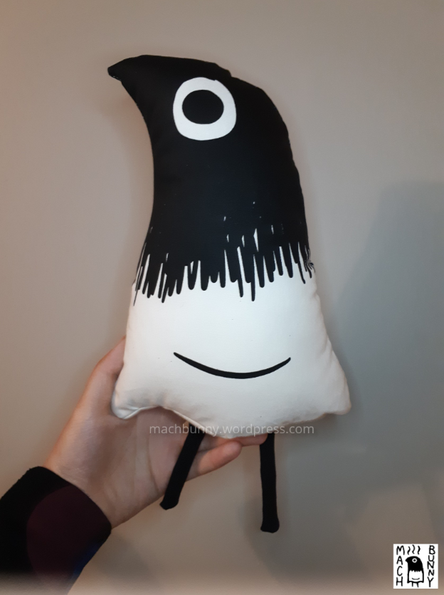 Burnt bird plush, alternate side view