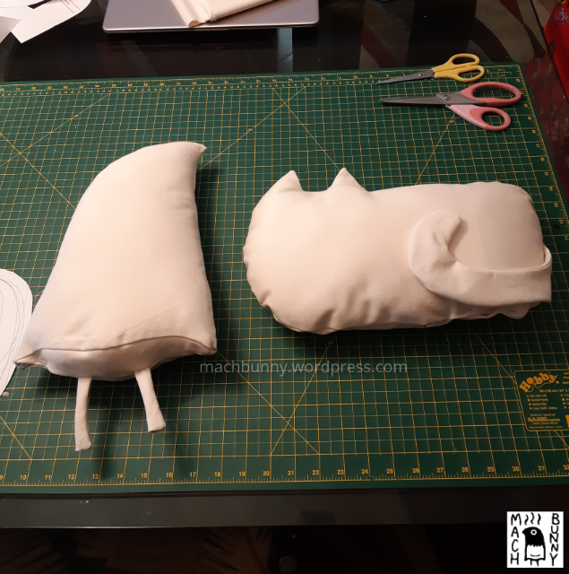 Burnt Bird and Space Cat prototype plush