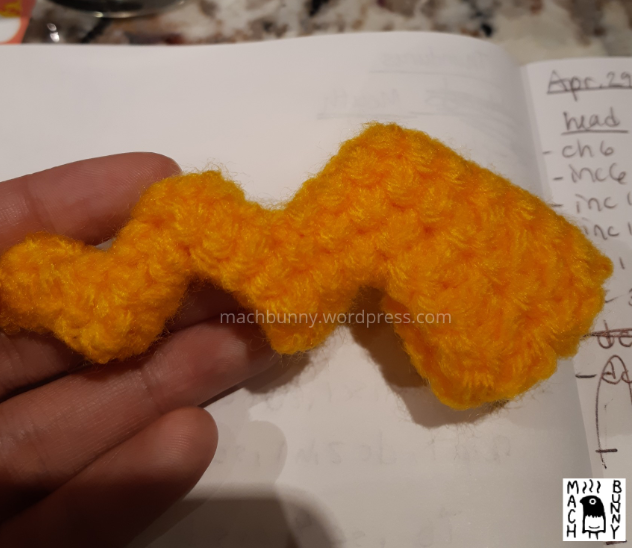 Amigurumi Detective Pikachu, tail segment