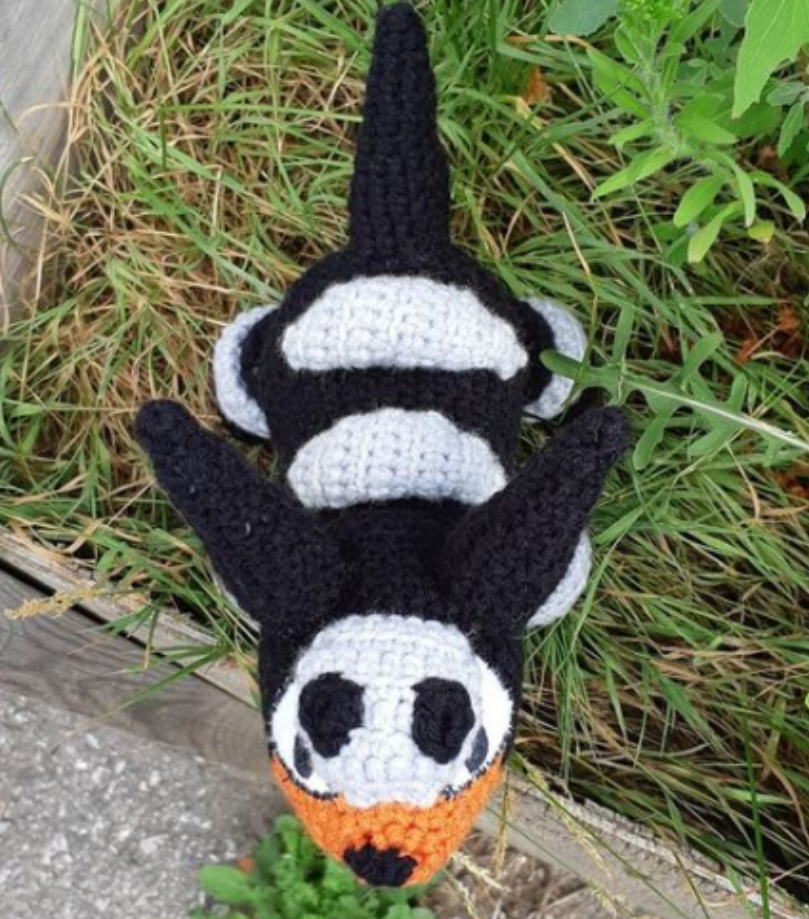Houndour amigurumi, top down view