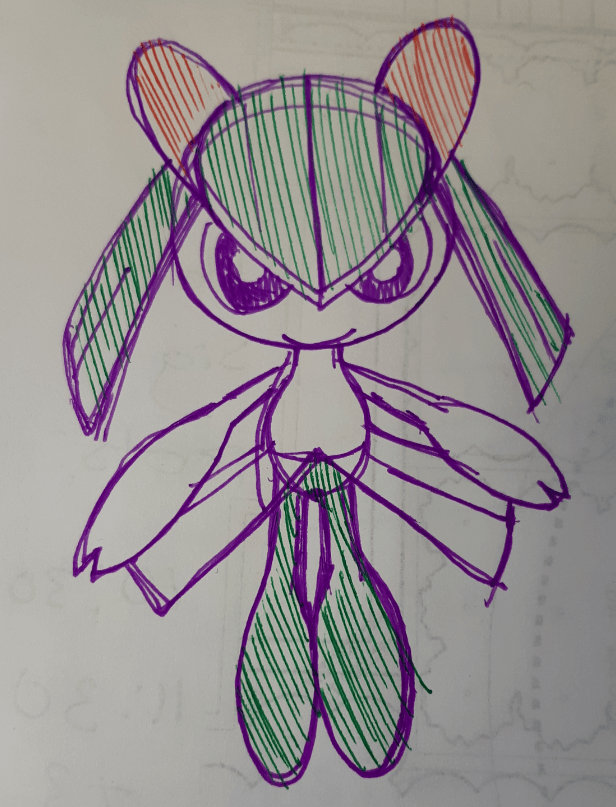 Concept art of the amigurumi Kirlia