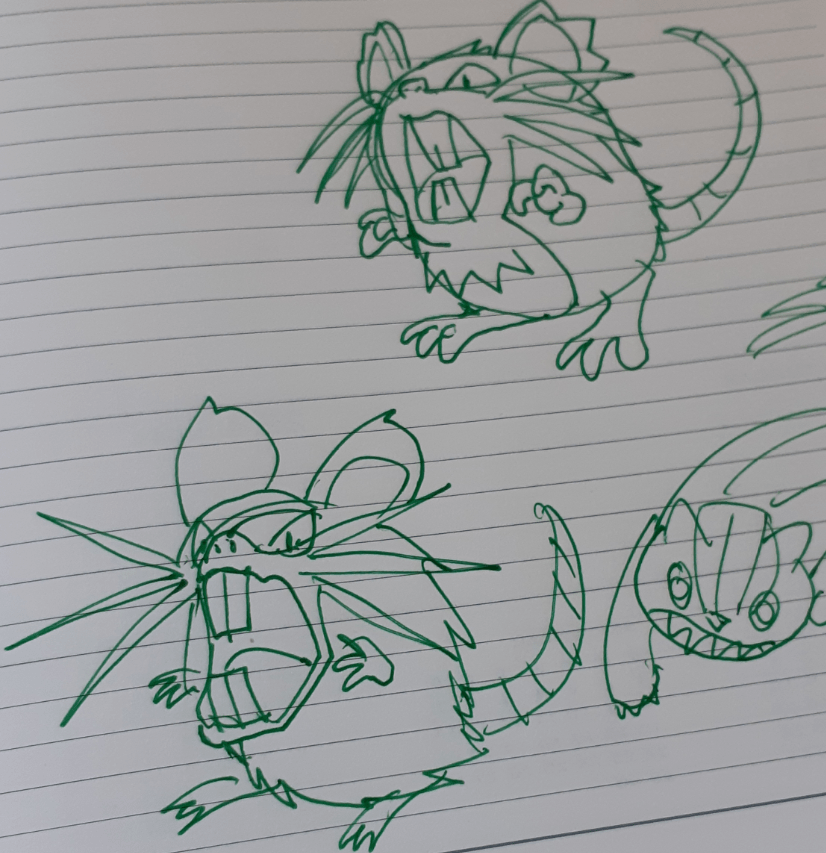 Comparison between raticate doodle from memory and raticate doodle with reference