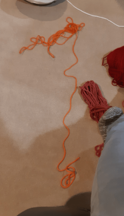 The remaining yarn after all pieces were made.