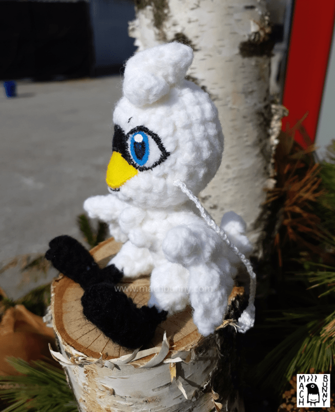 Swan Kwami amigurumi, alternate side view